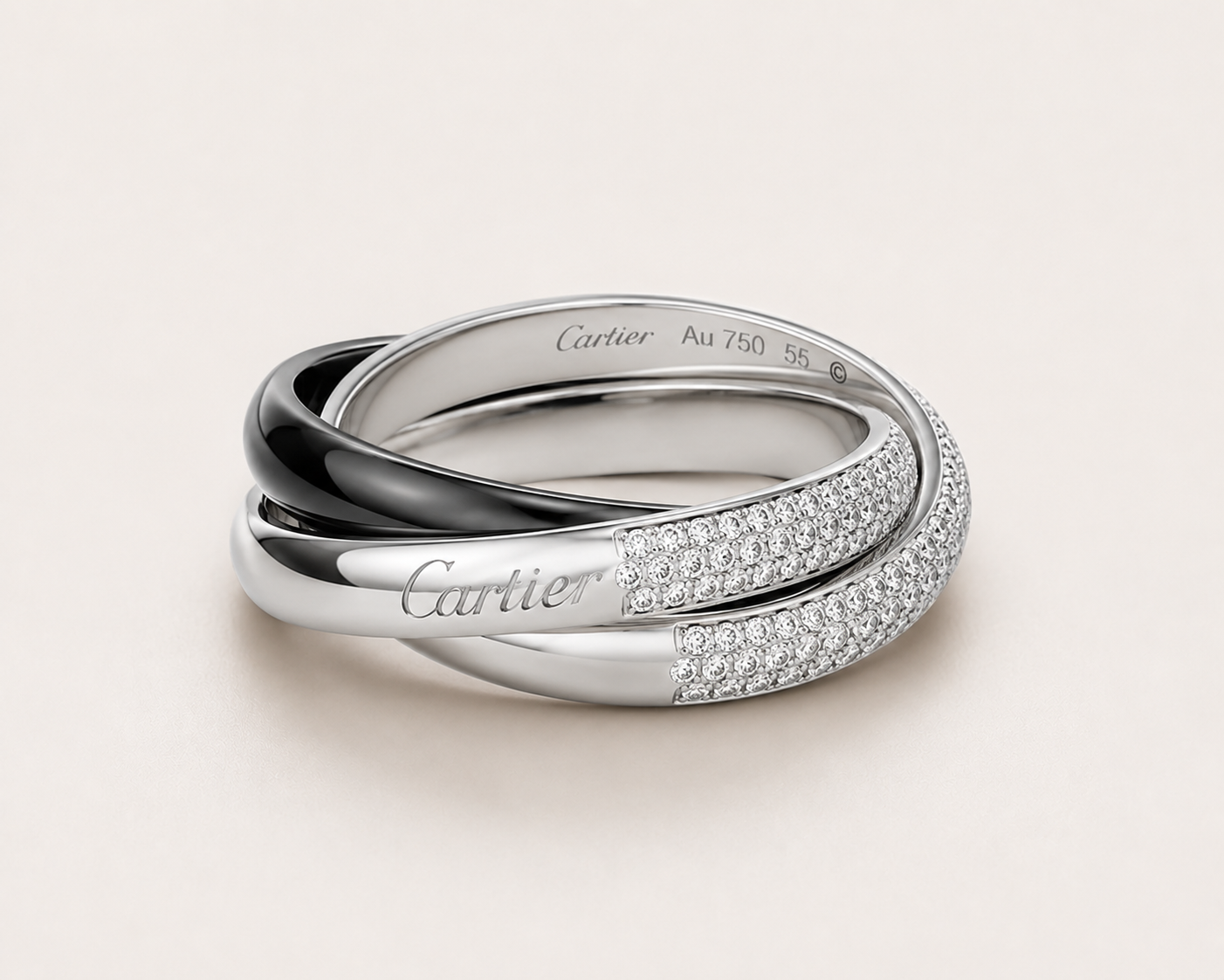 White Gold Pavé Triple Band Ring
