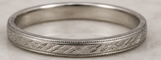 White Gold Engraved Band