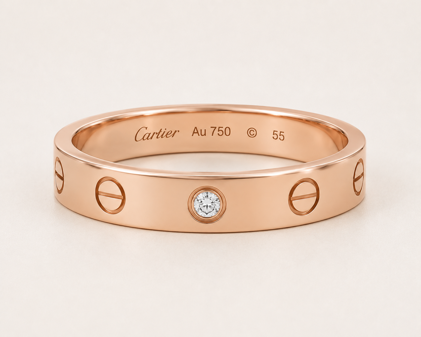 Rose Gold Screw Motif Diamond Band