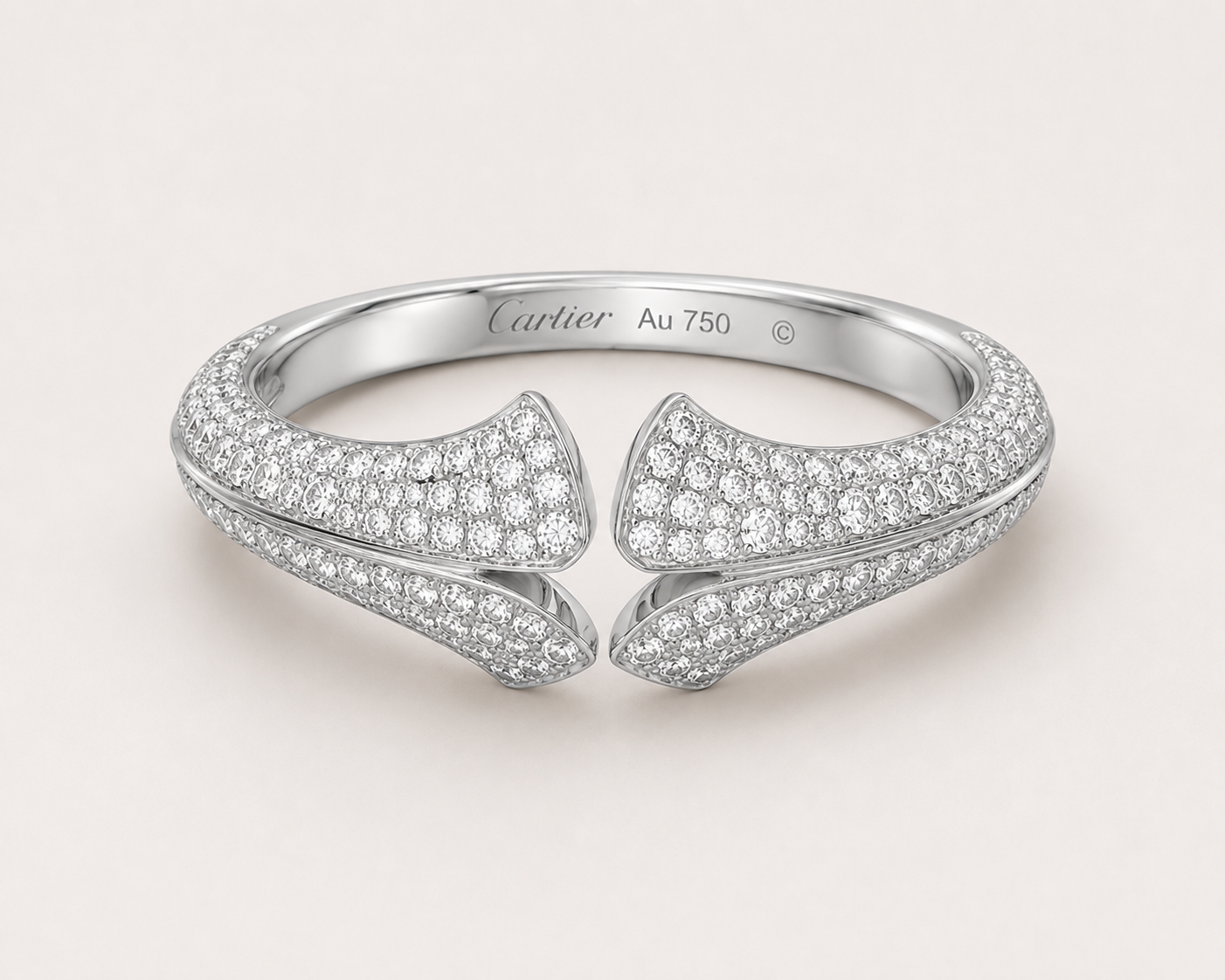 White Gold Panther Diamond Ring