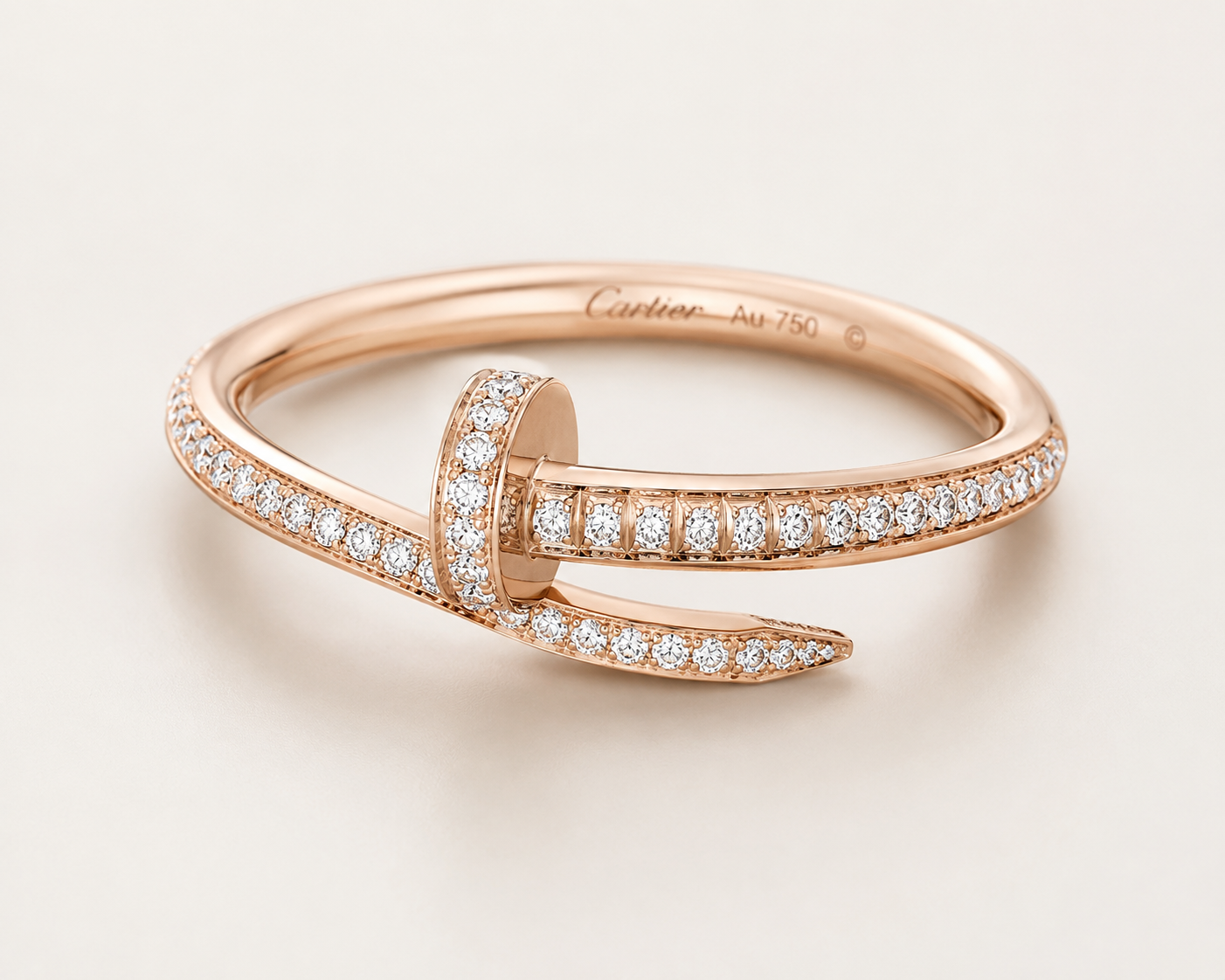 Rose Gold Nail Wrap Diamond Ring