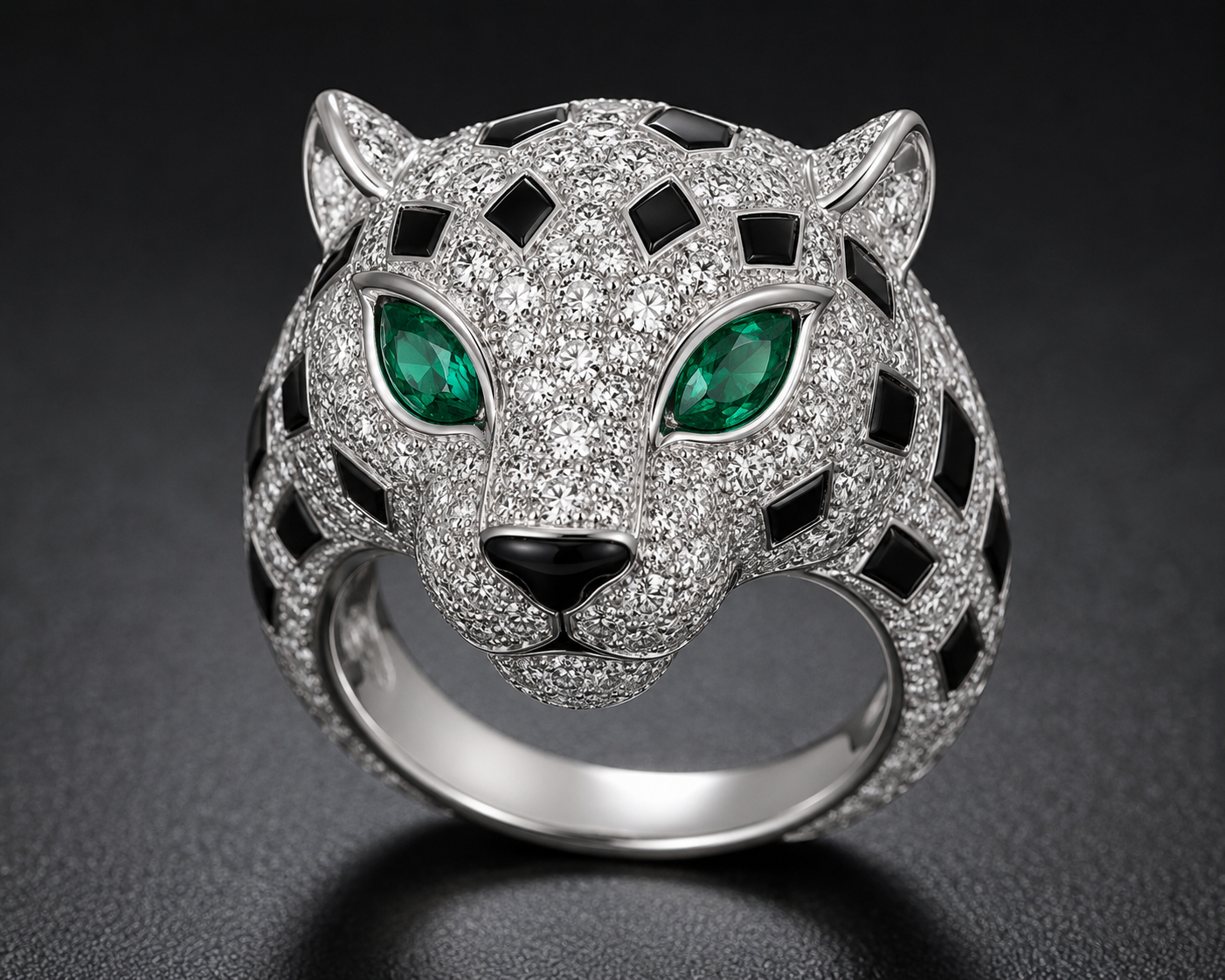 White Gold Panther Head Ring
