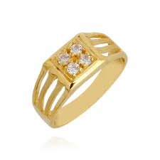 Yellow Gold Square Diamond Signet Ring