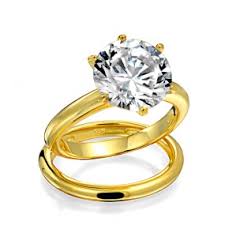 Yellow Gold Diamond Solitaire Stack Ring