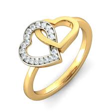 Yellow Gold Diamond Double Heart Ring