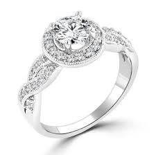 White Gold Diamond Halo Engagement Ring