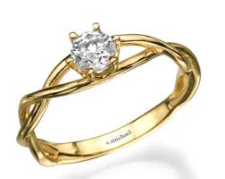 Yellow Gold Diamond Split Shank Solitaire Ring