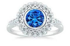 White Gold Blue Sapphire Blue Halo Ring