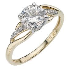 Two Tone Diamond Twist Solitaire Ring