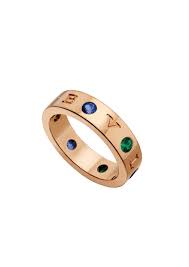 Rose Gold Green Accent Stone Screw Motif Band