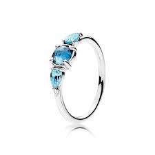 White Gold Blue Topaz Blue Gemstone Bypass Ring