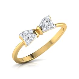 Yellow Gold Diamond Bow Solitaire Ring Style ring_065