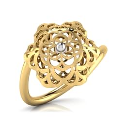 Yellow Gold Diamond Filigree Floral Ring