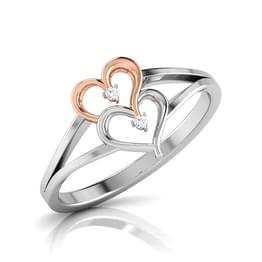 Two Tone Diamond Heart Accent Ring