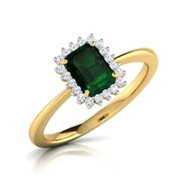 Yellow Gold Emerald Halo Ring Style ring_087