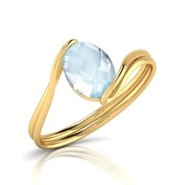 Yellow Gold Aquamarine Blue Teardrop Ring
