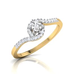 Yellow Gold Diamond Pavé Solitaire Ring