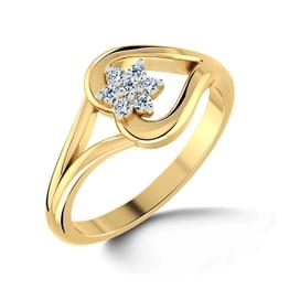 Yellow Gold Diamond Modern Solitaire Ring