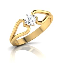 Yellow Gold Diamond Heart Swirl Ring