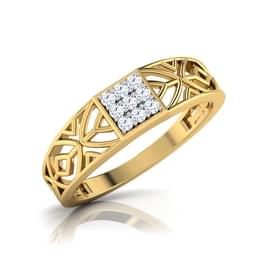 Yellow Gold Geometric Band Ring