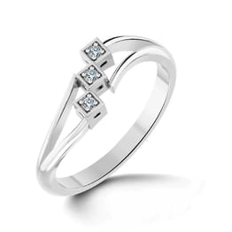 White Gold Diamond Triple Square Stone Ring