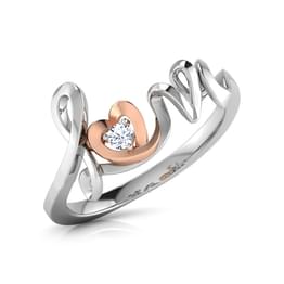 White Gold Rose Quartz and Diamond Crown Heart Ring
