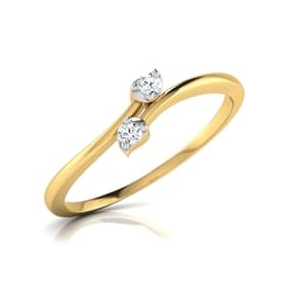 Yellow Gold Diamond Two Stone Bypass Ring