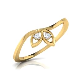 Yellow Gold Diamond Leaf Accent Ring
