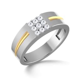Two Tone Diamond Cluster Band