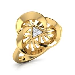 Yellow Gold Diamond Spiral Statement Ring