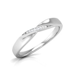 White Gold Diamond Slim Wave Ring