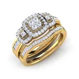 Yellow Gold Diamond Wide Halo Bridal Ring
