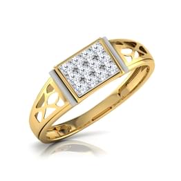 Yellow Gold Diamond Square Signet Ring