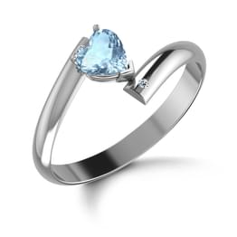 White Gold Aquamarine Blue Solitaire Ring