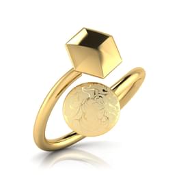 Yellow Gold Coin Hexagon Ring