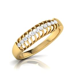Yellow Gold Ribbed Diamond Band