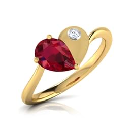 Yellow Gold Ruby and Diamond Pear Gemstone Ring
