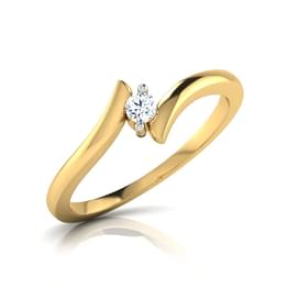Yellow Gold Diamond Chevron Solitaire Ring