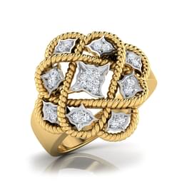Yellow Gold Diamond Geometric Cocktail Ring