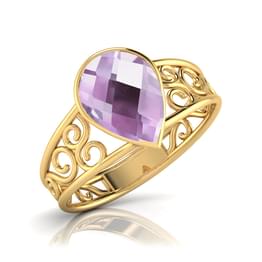 Yellow Gold Amethyst Filigree Ring Style ring_131