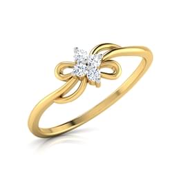 Yellow Gold Diamond Bow Solitaire Ring Style ring_135