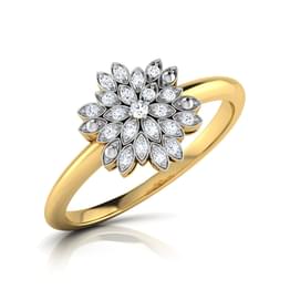 Yellow Gold Diamond Flower Cluster Ring