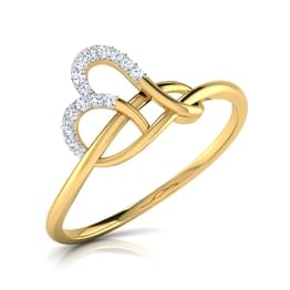 Yellow Gold Diamond Heart Infinity Ring