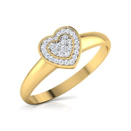 Yellow Gold Diamond Heart Halo Ring