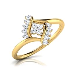 Yellow Gold Double Bar Diamond Ring