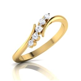 Yellow Gold Curved Diamond Ring
