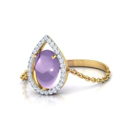 Yellow Gold Pear Amethyst Halo Ring