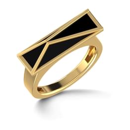 Yellow Gold Black Onyx Geometric Ring