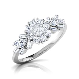 White Gold Diamond Cluster Engagement Ring