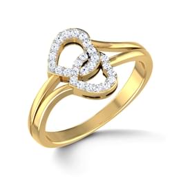 Yellow Gold Diamond Heart Pavé Ring